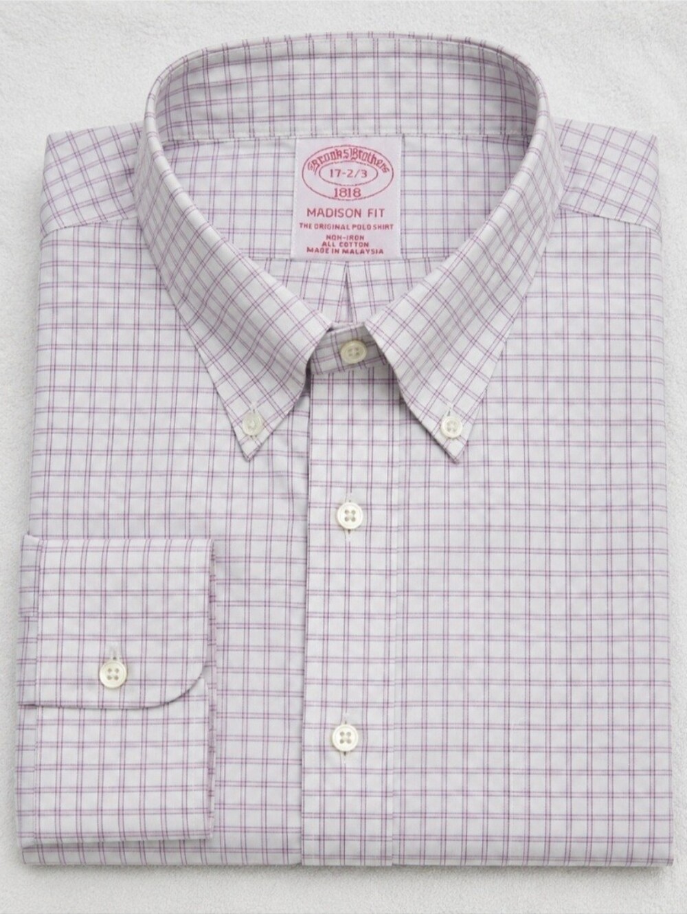 Brooks Brothers 1818 Madison Fit Non-Iron Button Down Dress Shirt 17.5 35 White